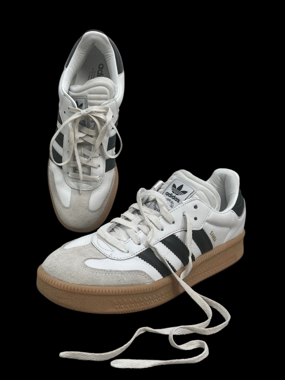 Near New Men's size 10 Adidas SAMBA XLG style Black and White
